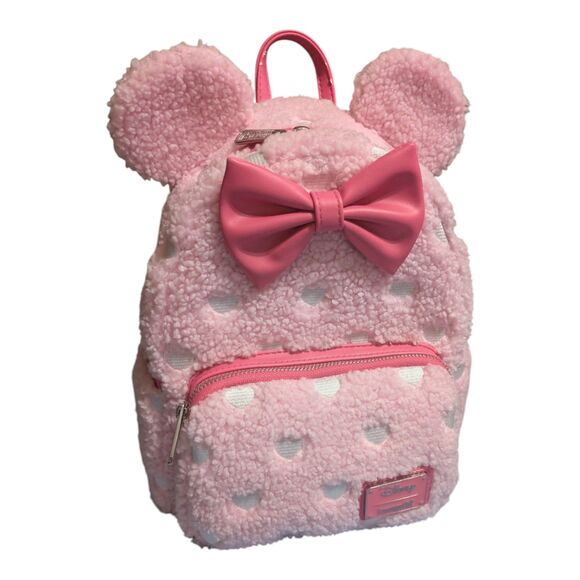 Disney Loungefly Pink Scented Sherpa Mini Backpack